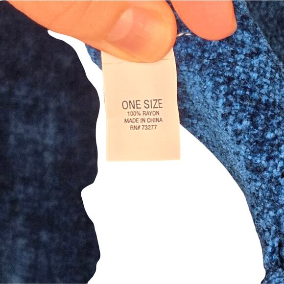 Royal Blue Scarf with Fringe - 100% Rayon - Picture 4 of 8